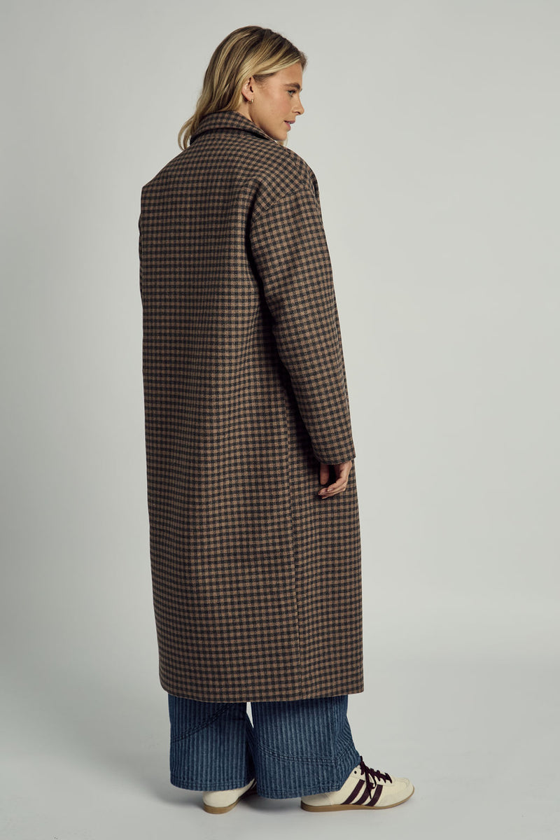 MAISIE OVERSIZED LONGLINE WOOL OVERCOAT IN BROWN
