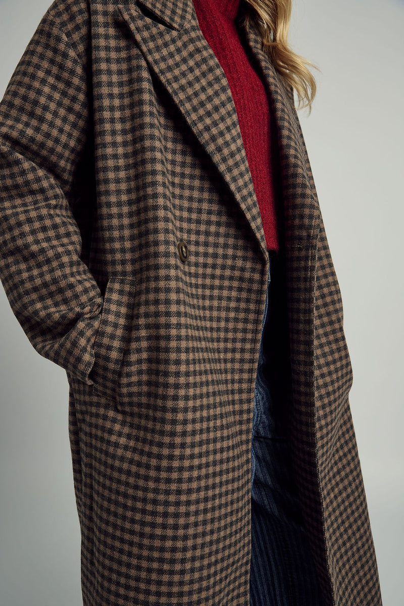 MAISIE OVERSIZED LONGLINE WOOL OVERCOAT IN BROWN