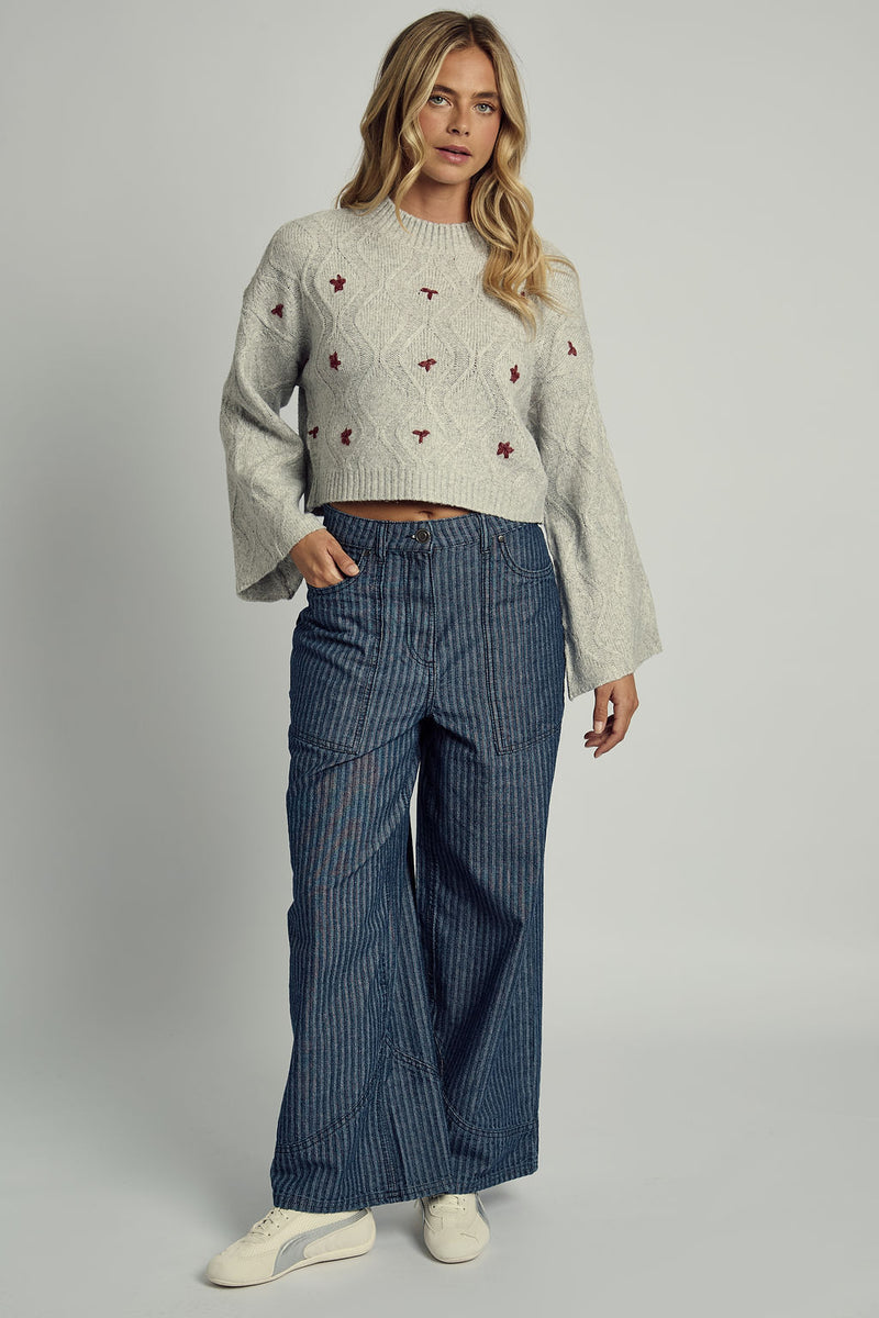 VALERIE FLORAL APPLIQUE KNITTED JUMPER