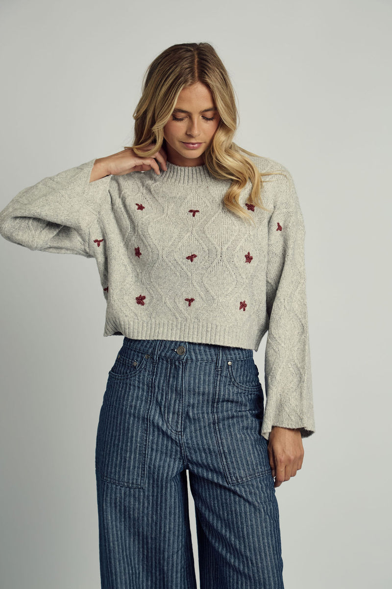 VALERIE FLORAL APPLIQUE KNITTED JUMPER