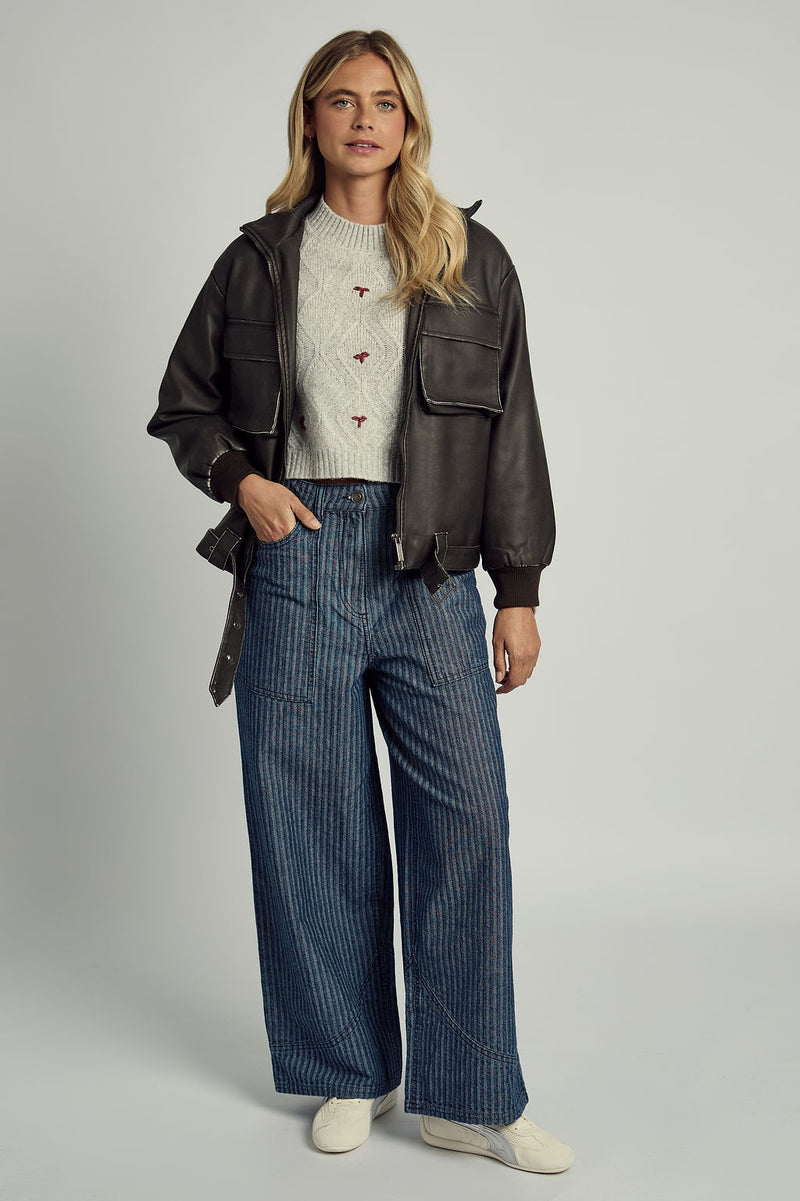 ISLA WASHED PU BOMBER