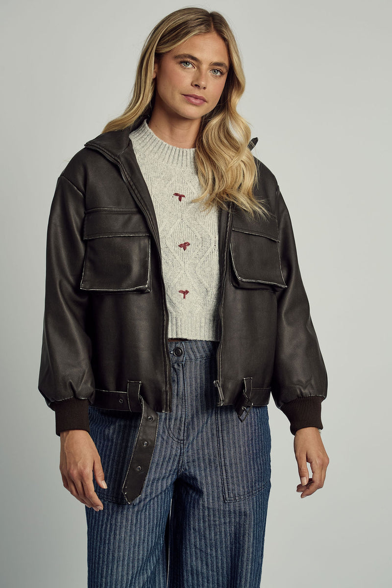ISLA WASHED PU BOMBER