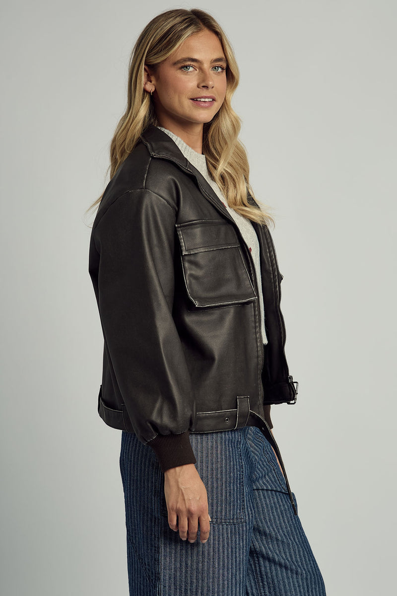 ISLA WASHED PU BOMBER