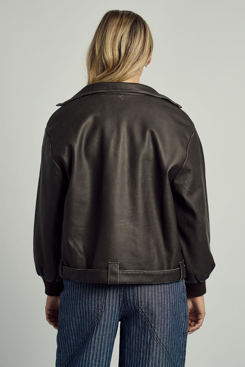 ISLA WASHED PU BOMBER