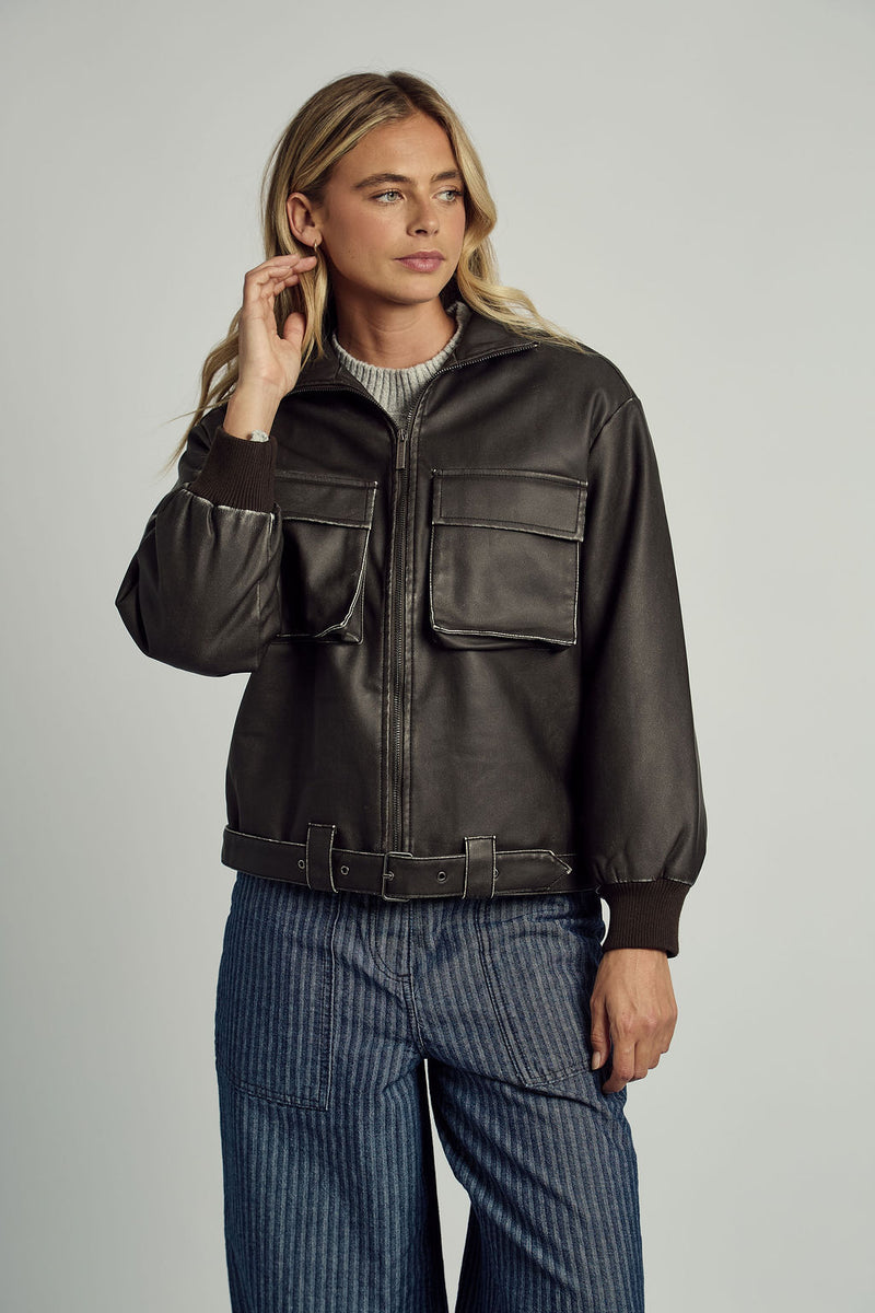 ISLA WASHED PU BOMBER