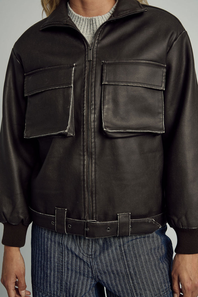 ISLA WASHED PU BOMBER