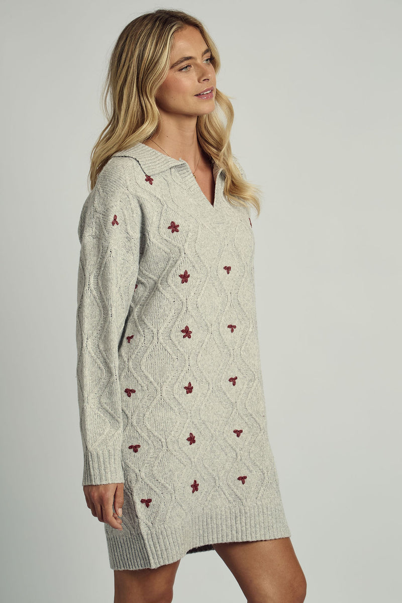 VALERIE FLORAL APPLIQUE KNITTED JUMPER DRESS