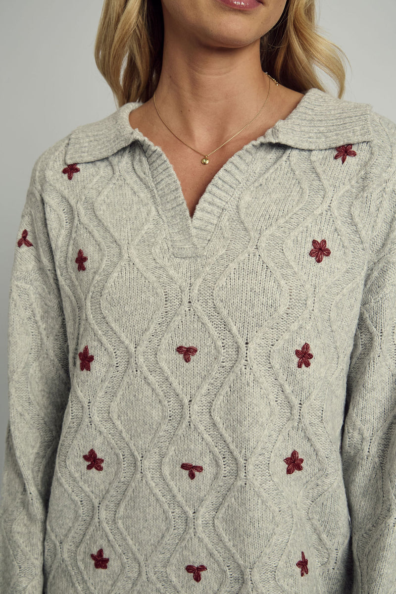 VALERIE FLORAL APPLIQUE KNITTED JUMPER DRESS