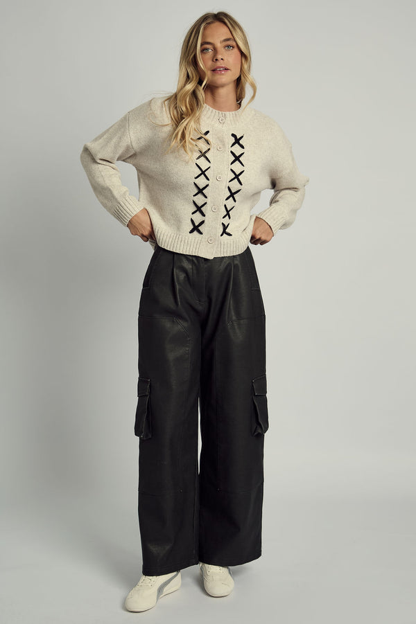 REMI CROSS STITCH KNITTED CARDIGAN