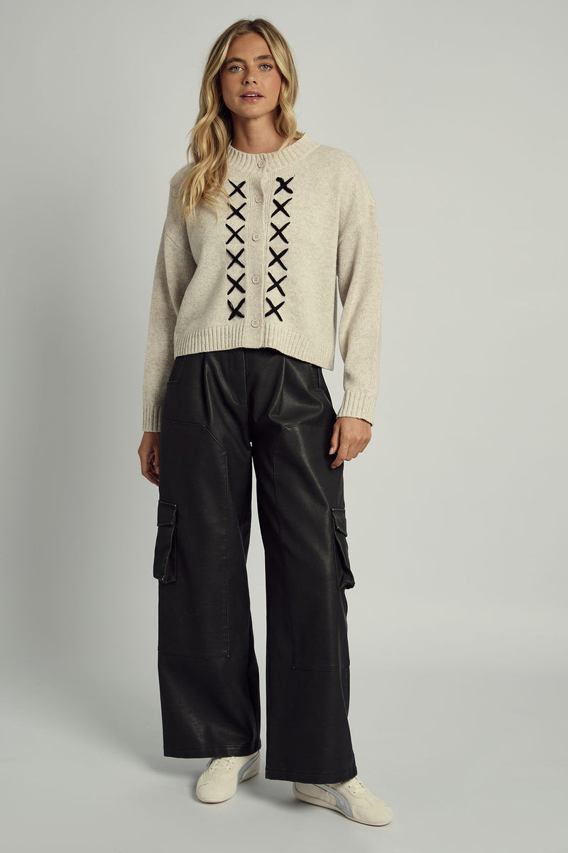 REMI CROSS STITCH KNITTED CARDIGAN