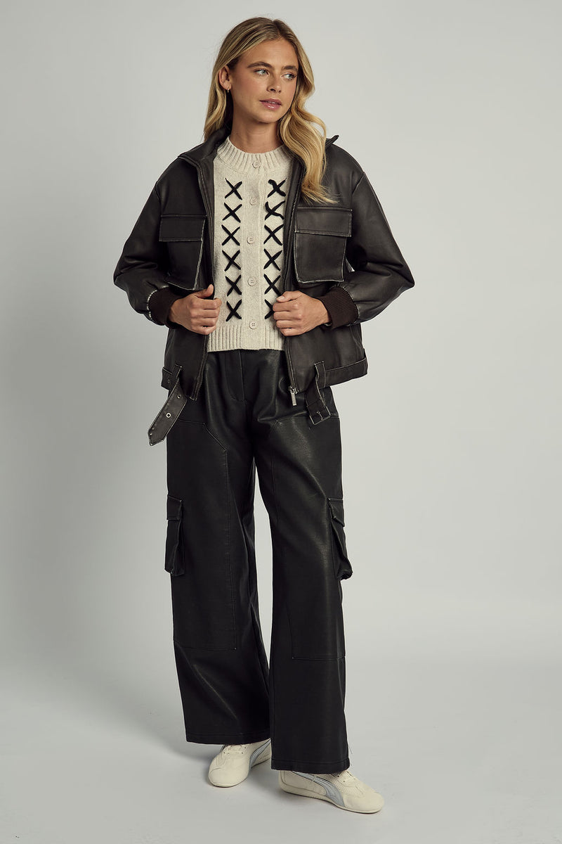 REMI CROSS STITCH KNITTED CARDIGAN