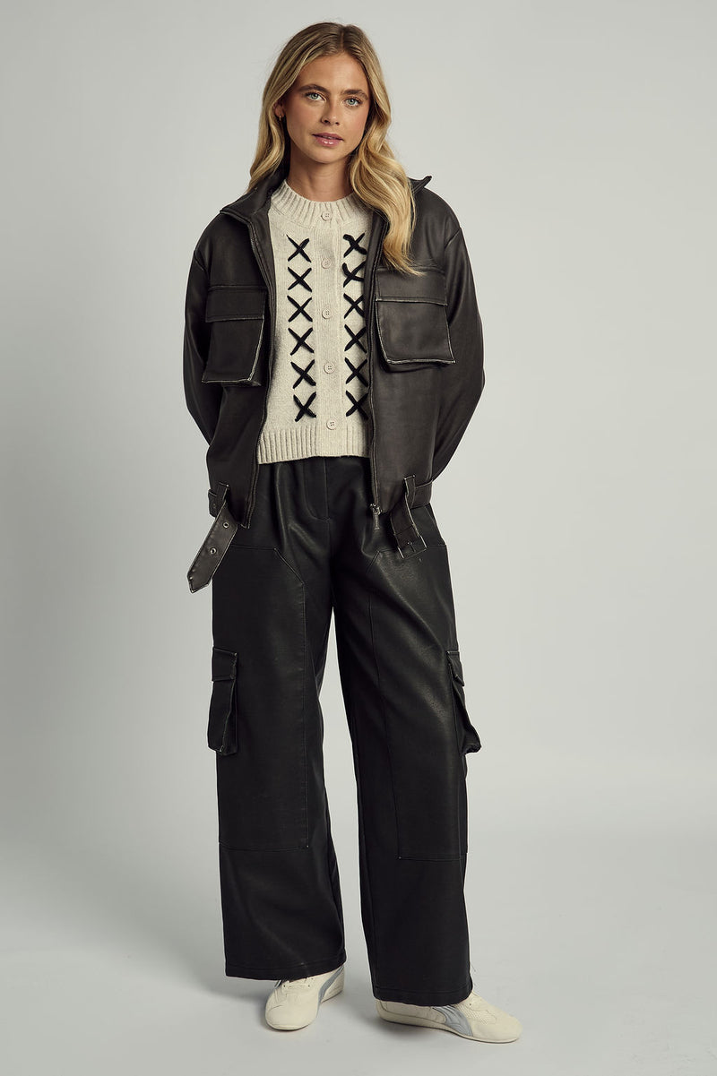 REMI CROSS STITCH KNITTED CARDIGAN