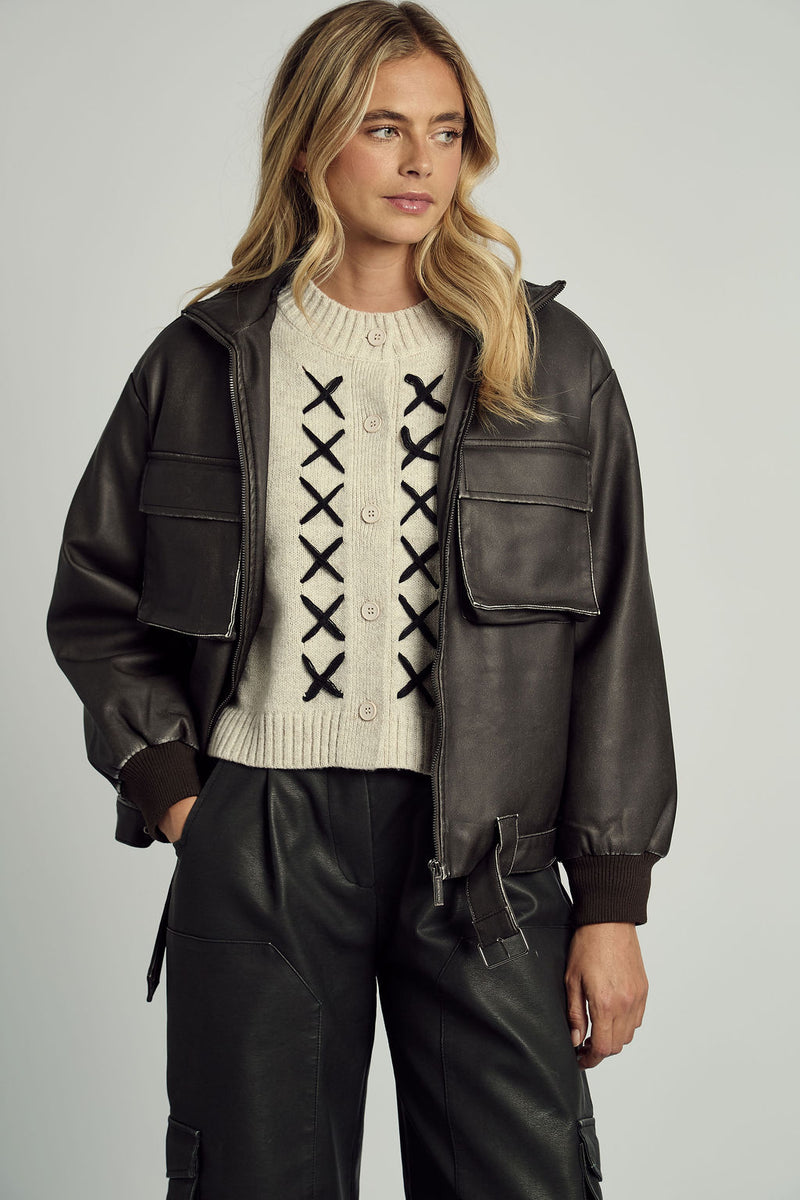 REMI CROSS STITCH KNITTED CARDIGAN