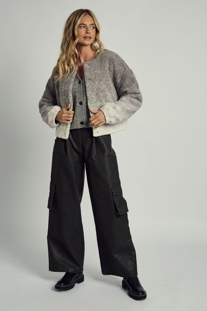 SEARS OMBRE BORG CROPPED JACKET