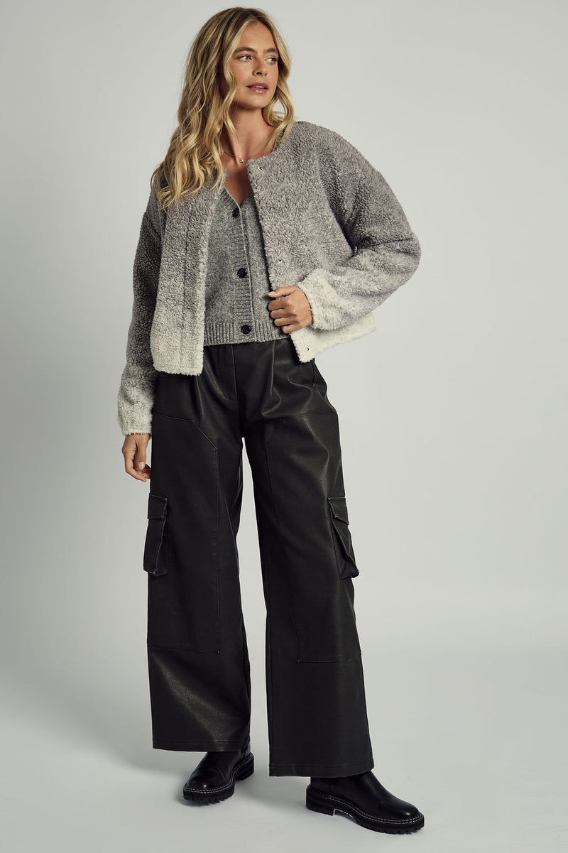 SEARS OMBRE BORG CROPPED JACKET