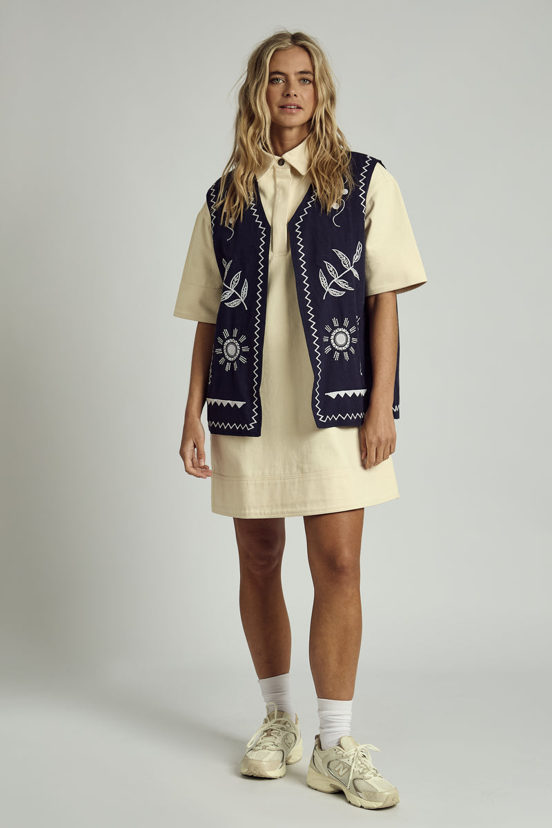 MAYARD EMBROIDERY LINEN WAISTCOAT