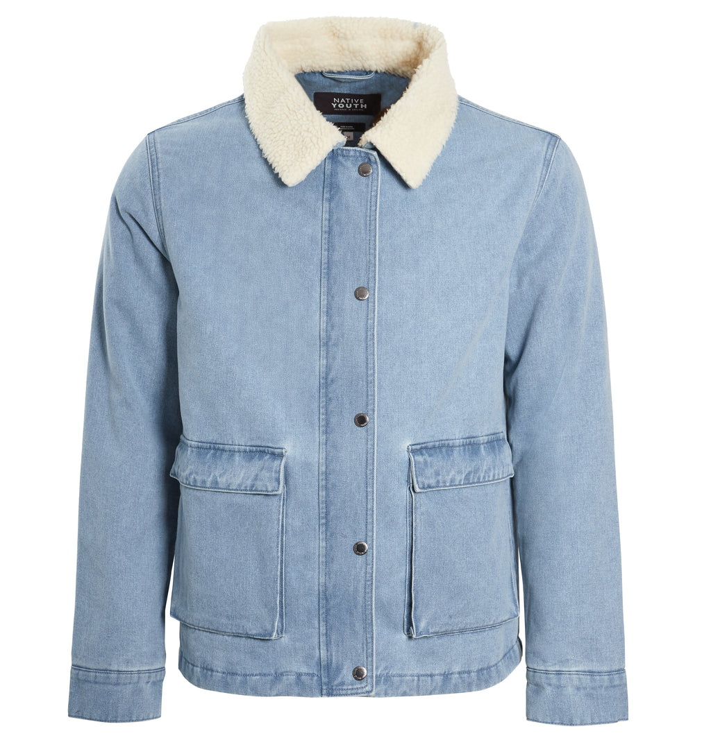 ALFONSO DENIM JACKET WITH SHERPA COLLAR – Native Youth