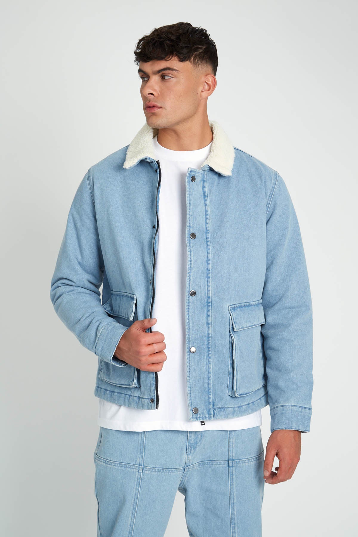 ALFONSO DENIM JACKET WITH SHERPA COLLAR – Native Youth