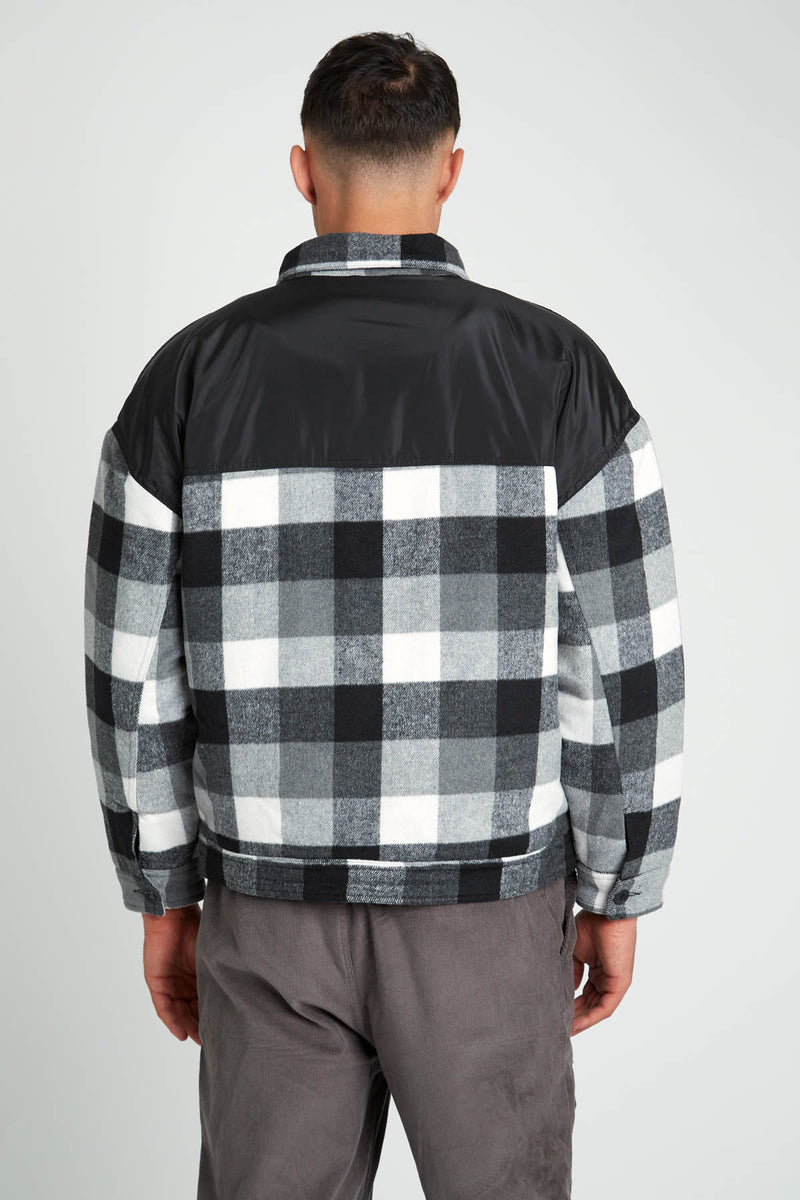 CRAWFORD OVERSIZED FIT CHECK JACKET WITH NYLON PANEL