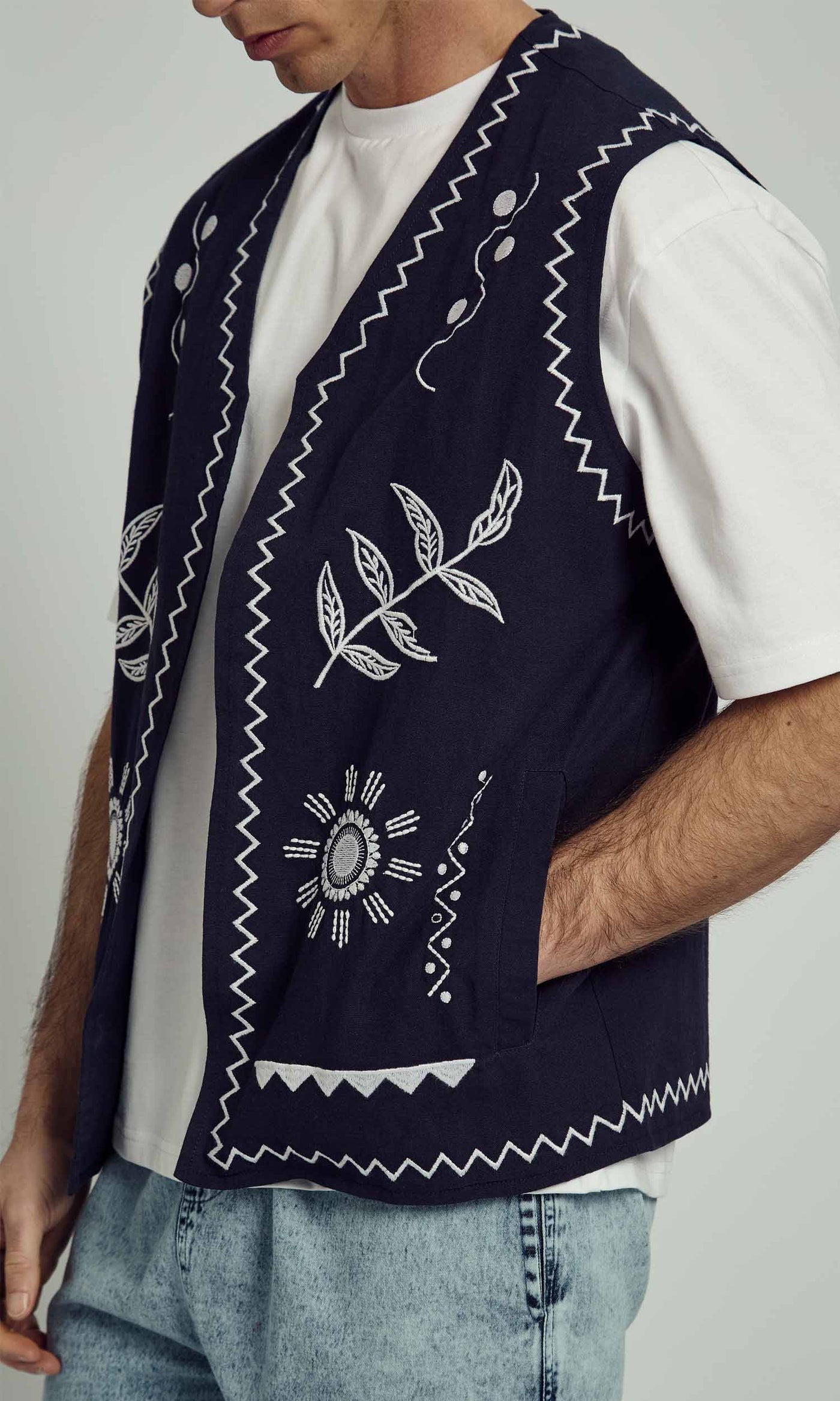 トップス cotton embroidery vest louren For Love & Lemons Weston Embroidered Faux Suede Vest | Urban