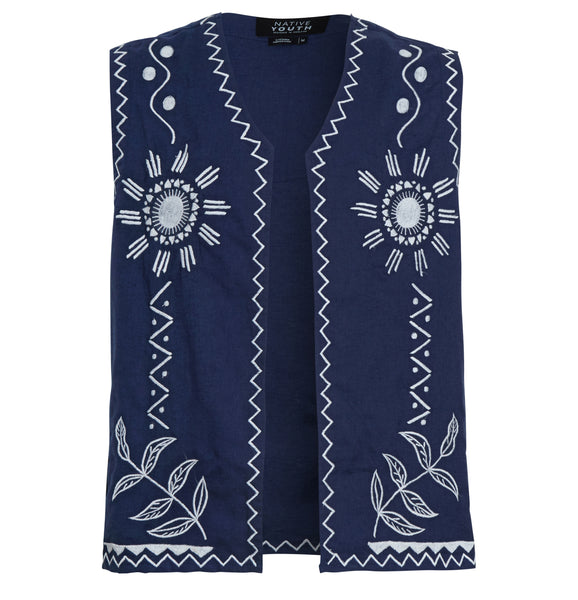 MAYARD EMBROIDERY LINEN WAISTCOAT – Native Youth