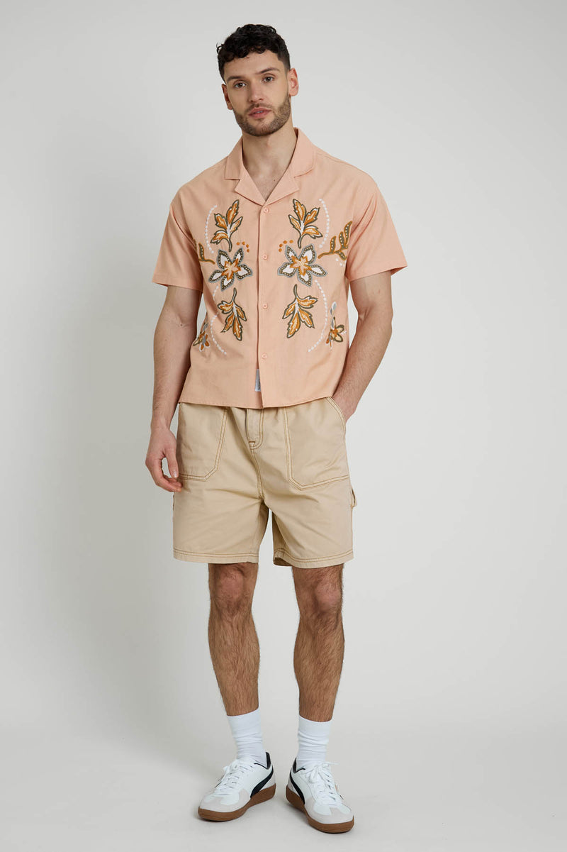 TINEZ LINEN MIX SHIRT WITH EMBROIDERY