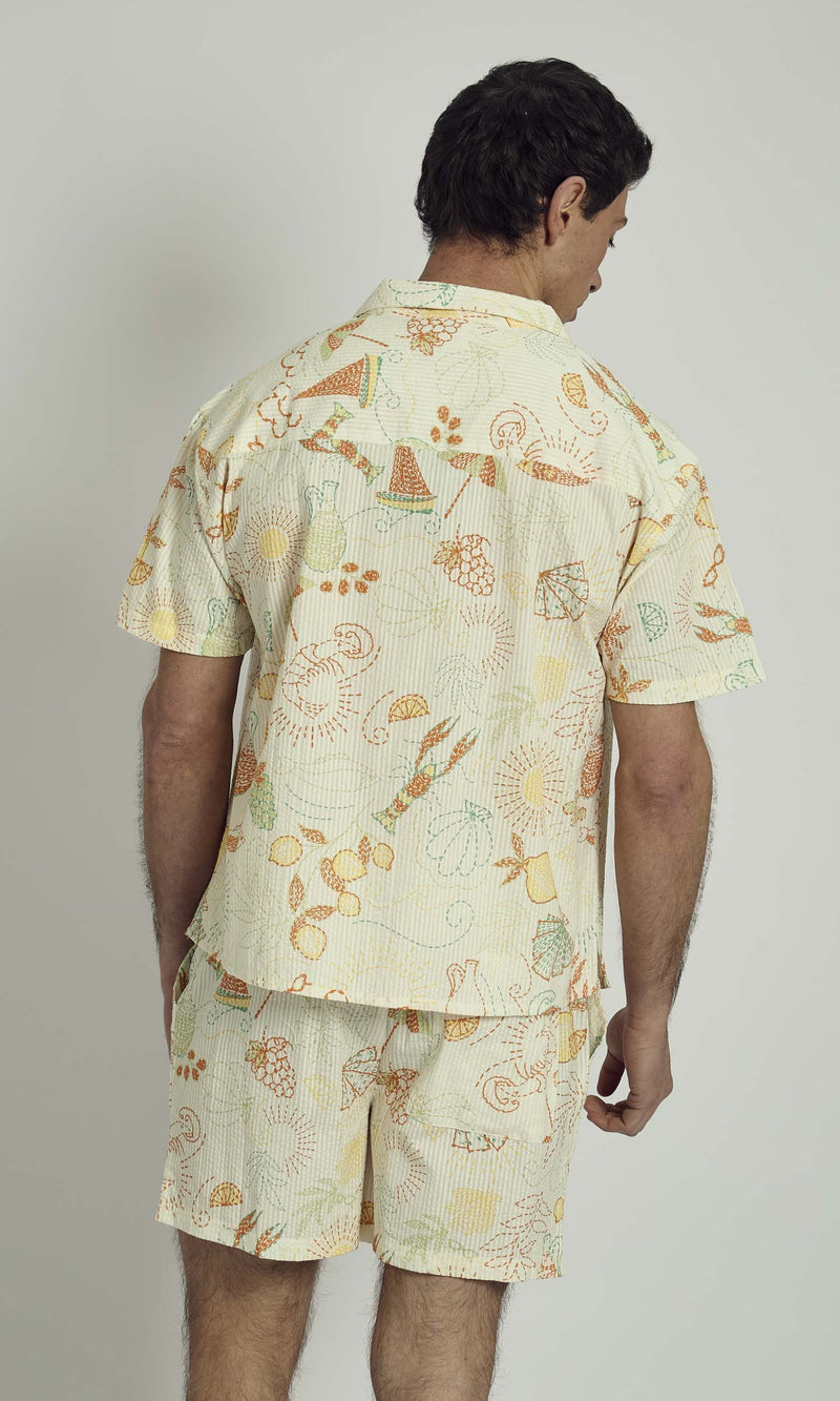 SOLSTITCHERY BEACH PRINT RELAXED SHIRT IN MULTI