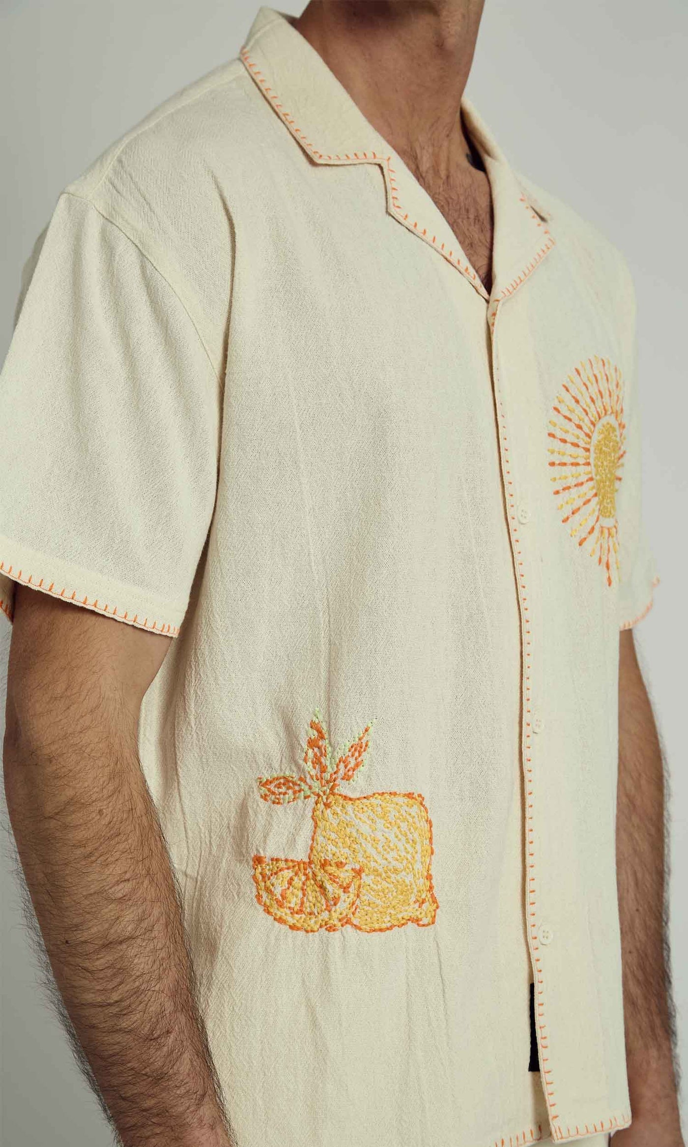 OAKLEY BOXY SHIRT WITH EMBROIDERY IN CREAM – Native Youth
