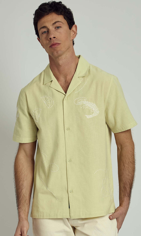RHODES REVERE SHIRT WITH EMBROIDERY DETAILS