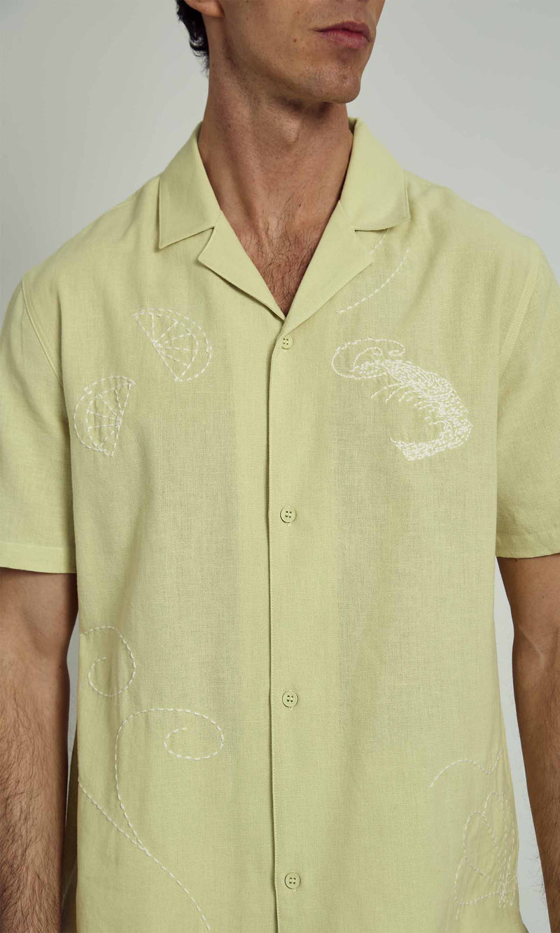 RHODES REVERE SHIRT WITH EMBROIDERY DETAILS