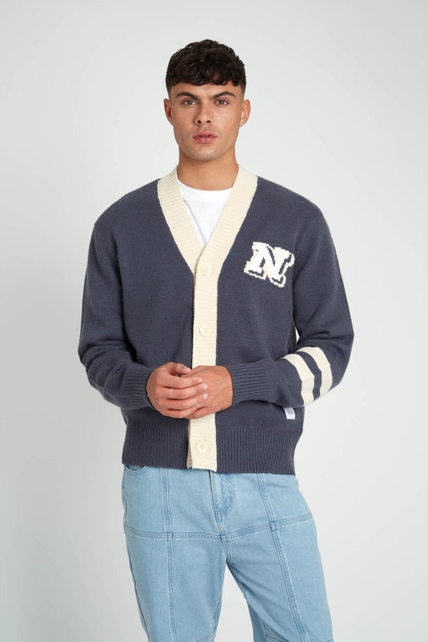 STADEL RELAXED FIT KNITTED VARSITY CARDIGAN