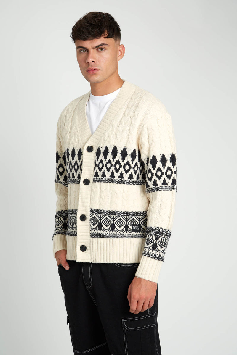 TATUM RELAXED FIT FAIR ISLE KNITTED CHUNKY CARDIGAN