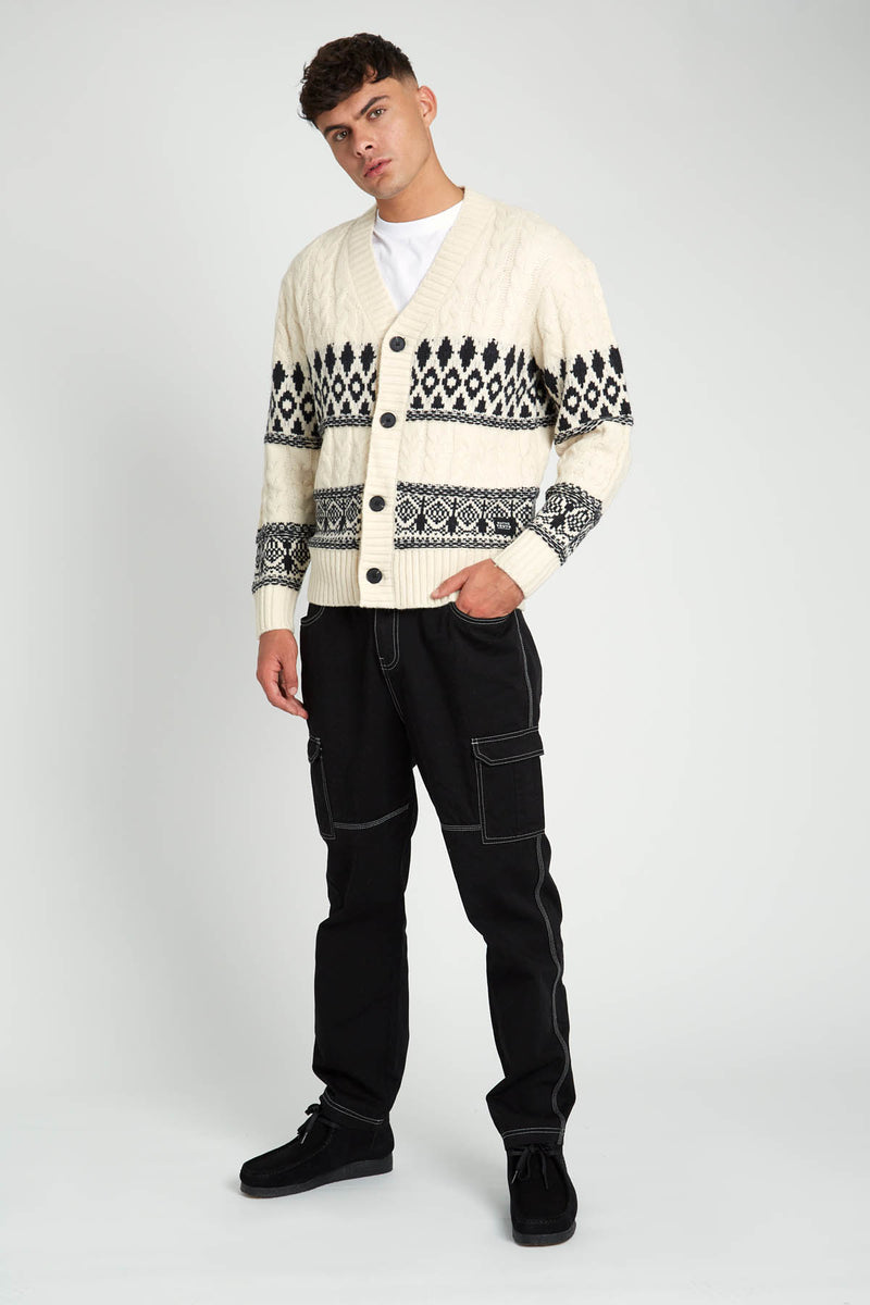 TATUM RELAXED FIT FAIR ISLE KNITTED CHUNKY CARDIGAN