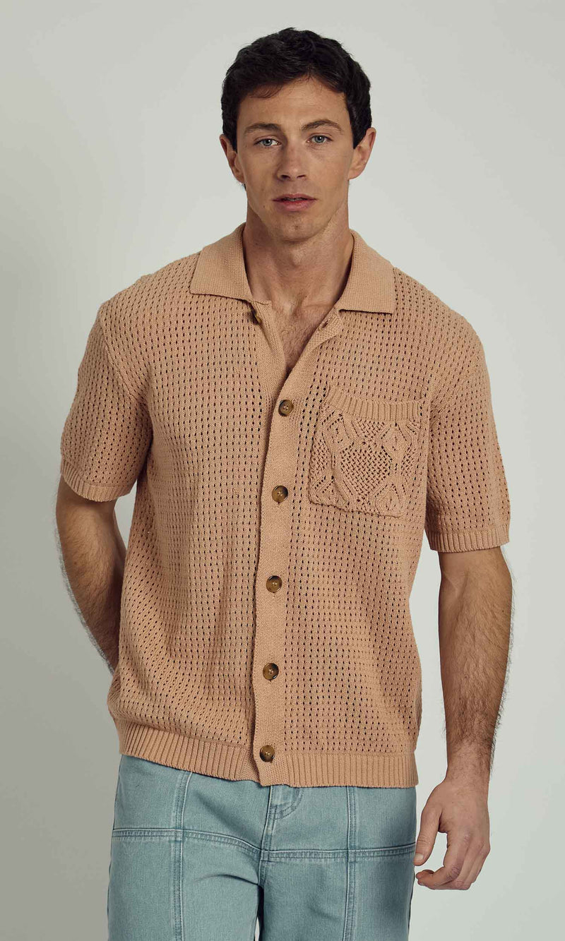 BLAKELY KNITTED BUTTON THROUGH POLO