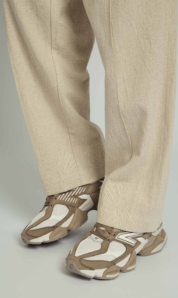 GRADY RELAXED LINEN TROUSER WITH CORNELLI EMBROIDERY