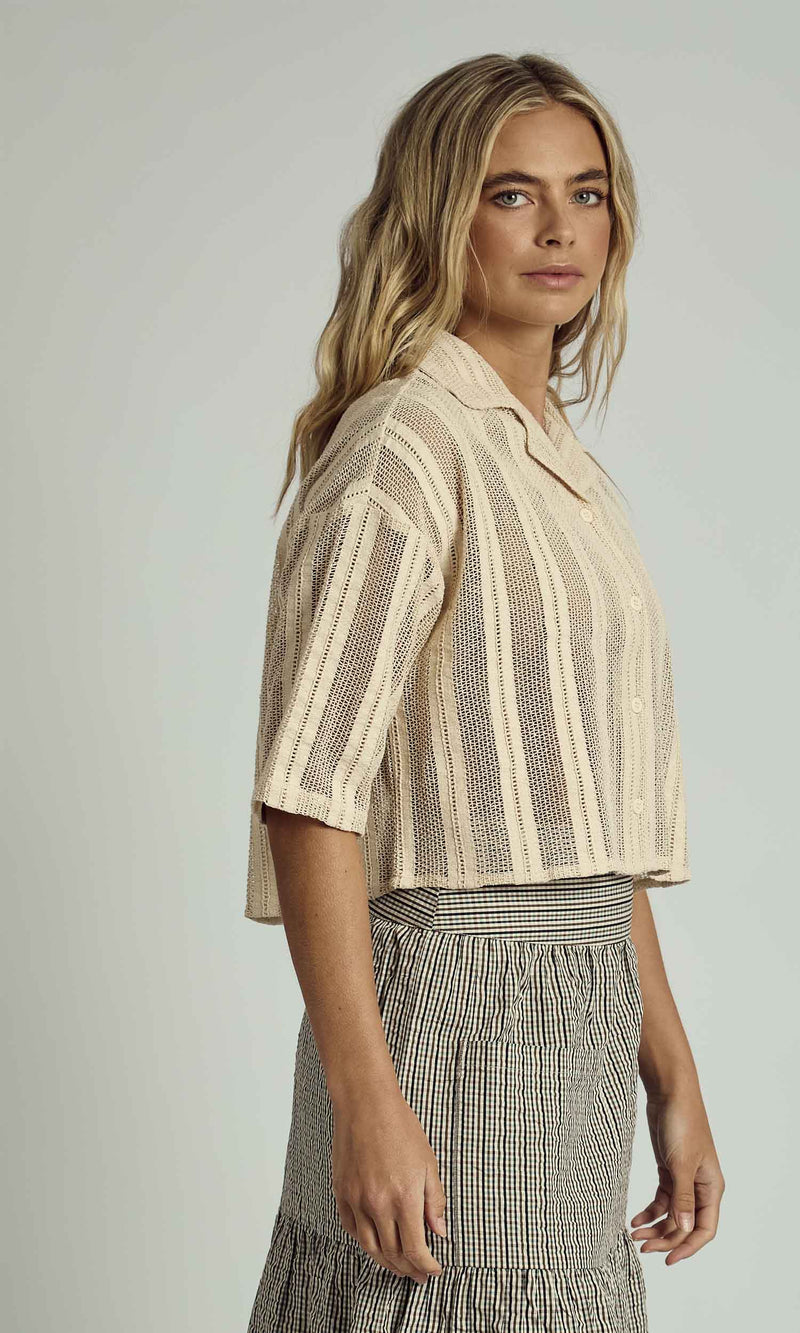 HOLLAND CROCHET CROPPED SHIRT