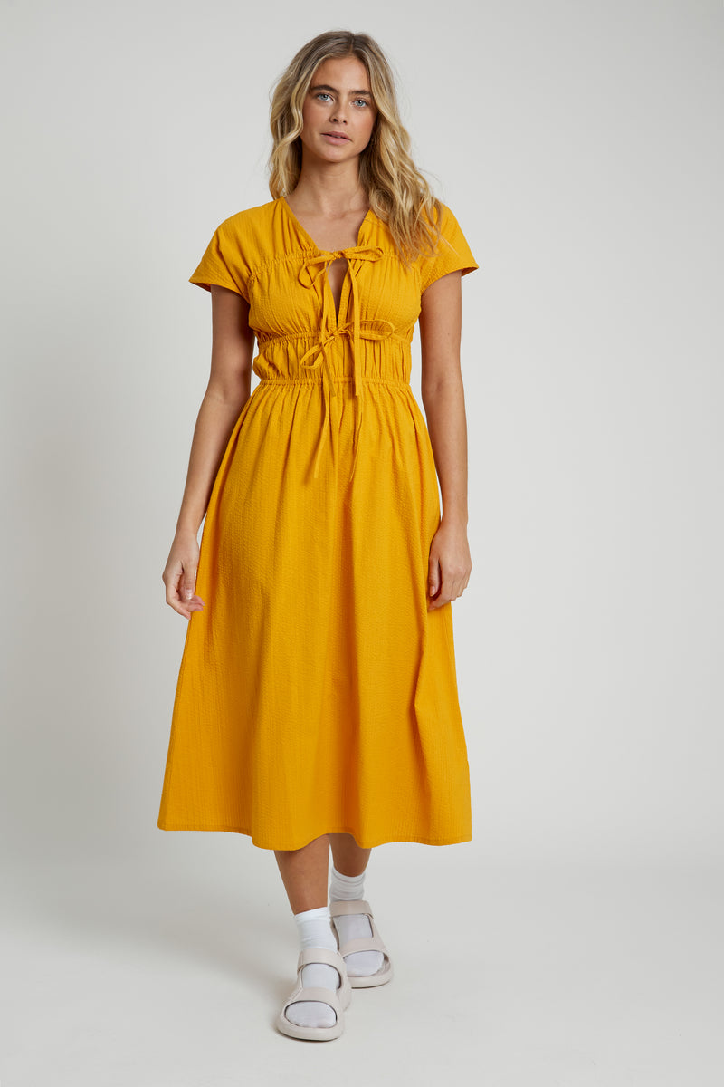 VAUGHN SEERSUCKER MIDI DRESS