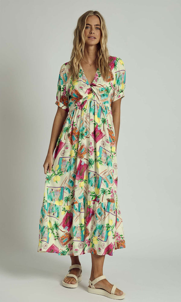 SUMMER SCATTER TWIST MIDI DRESS
