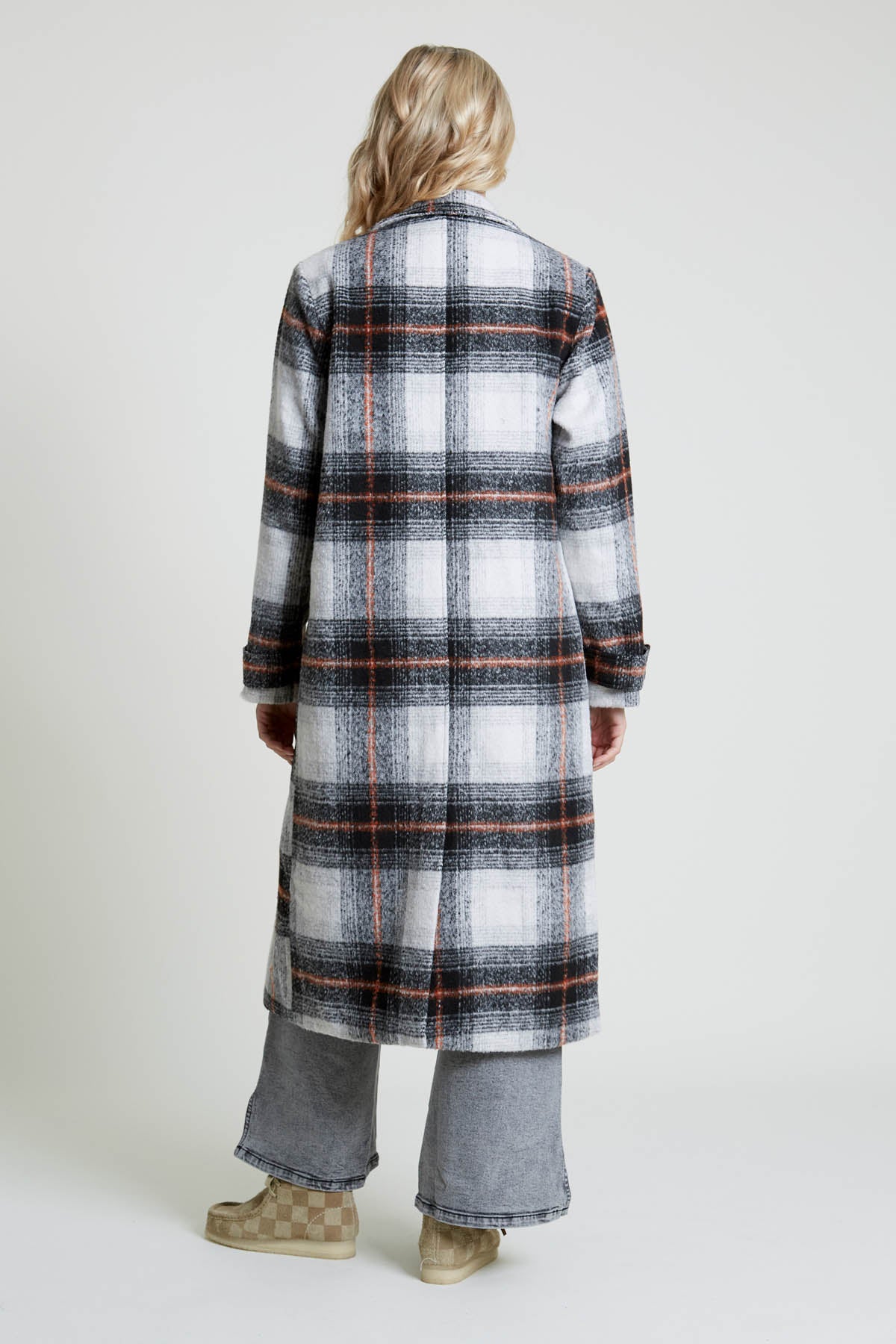 TERESTE LONGLINE CHECK COAT WITH STORM FLAP DETAIL – Native
