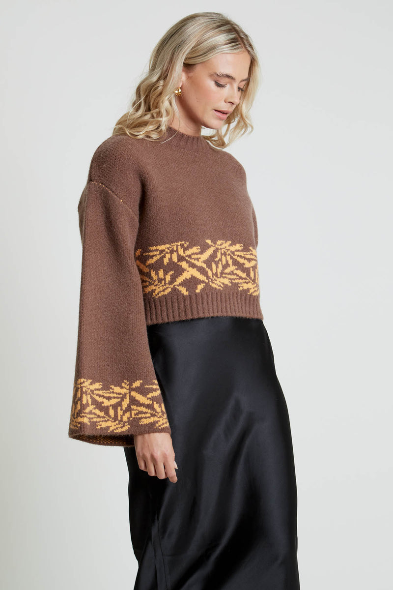 SOTO KNITTED BELL SLEEVE JUMPER IN FAIR ISLE