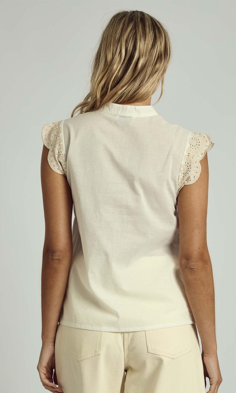 ELLIANA CUTWORK TIE WAISTCOAT WITH CONTRAST EMB DETAIL