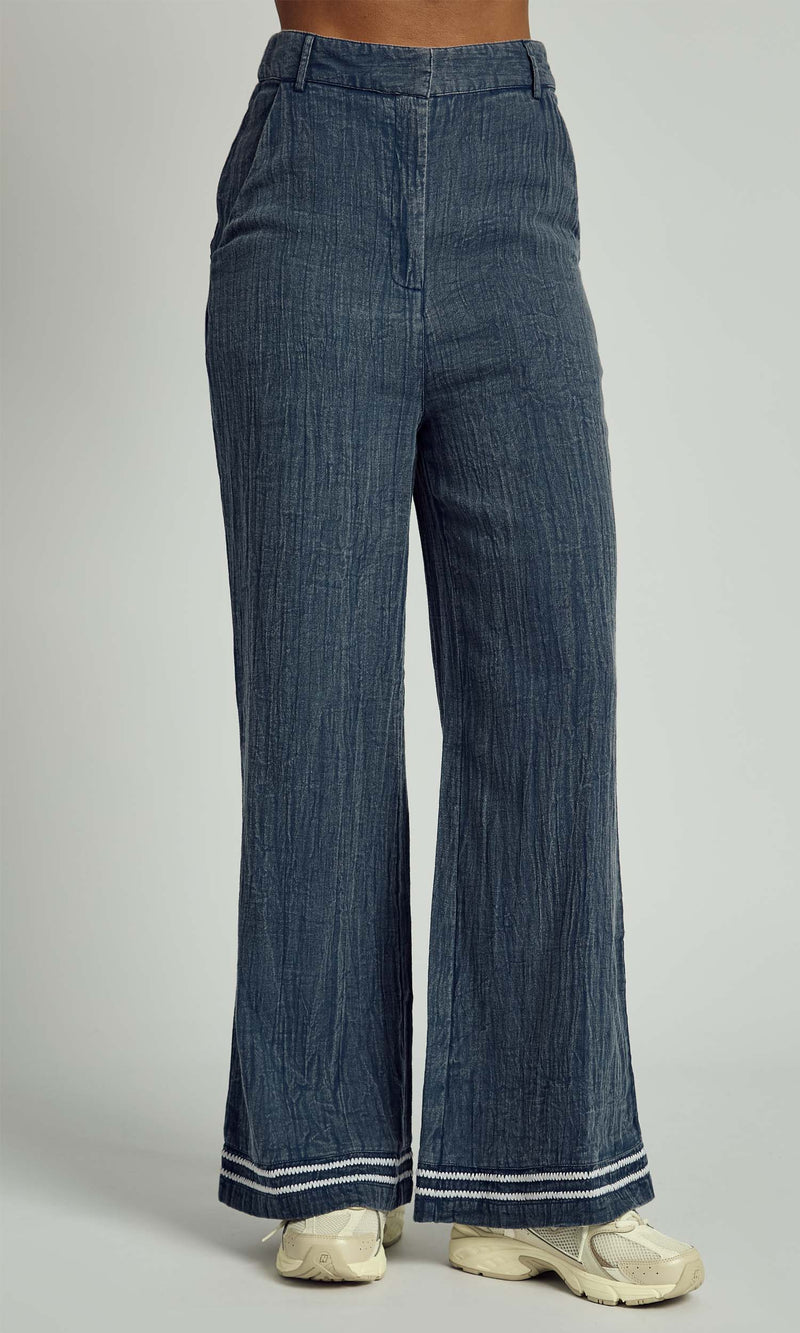 DENVER CONTRAST STITCH WIDE LEG TROUSER