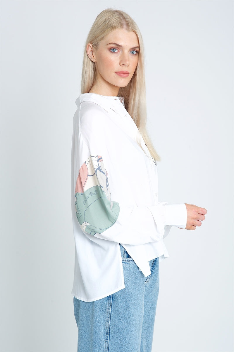 ABSTRACT LINEAR PRINT BLOUSE